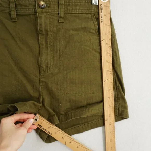 Madewell aj524 Womens Camp Shorts High Waist Green Cotton Elastic Waist Sz Small - Picture 8 of 8
